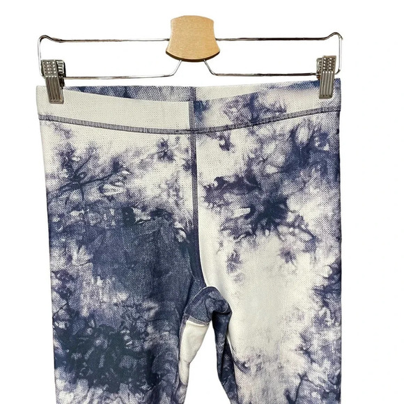 Terez x Peloton Navy Blue Tie Dye Leggings Green Logo Size Medium - Picture 3 of 8